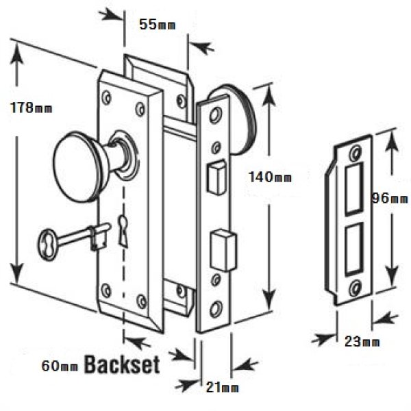 画像3: 握り玉箱錠 　WJ2293  CASABONITA 　金色握り玉 (3)