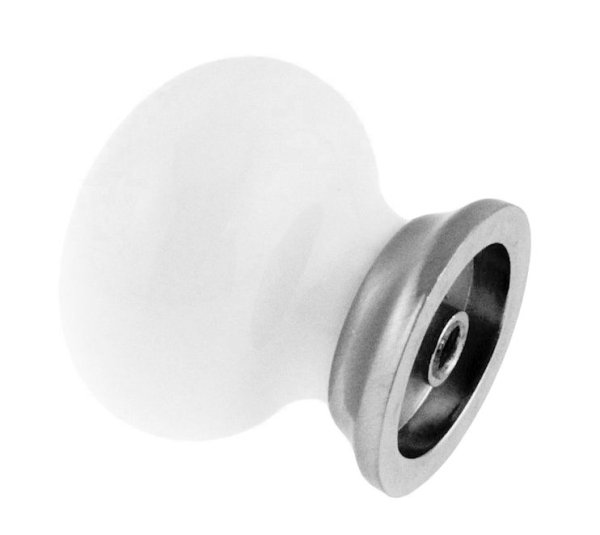 画像2: 白セラミックノブ　ニッケルベース　P3568-WHT (2)