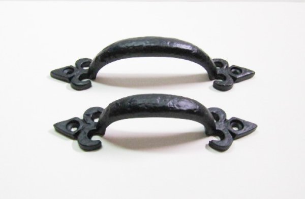 画像2: 取っ手 ブラックアイアンハンドル SH8143 (2)