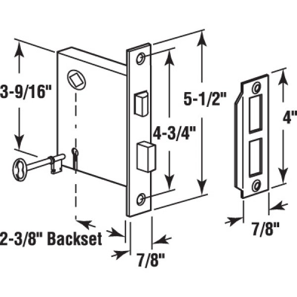 画像2: PRIME LINE　ドアノブ用　ケース錠　バックセット60mm 棒鍵錠　E2294　 (2)