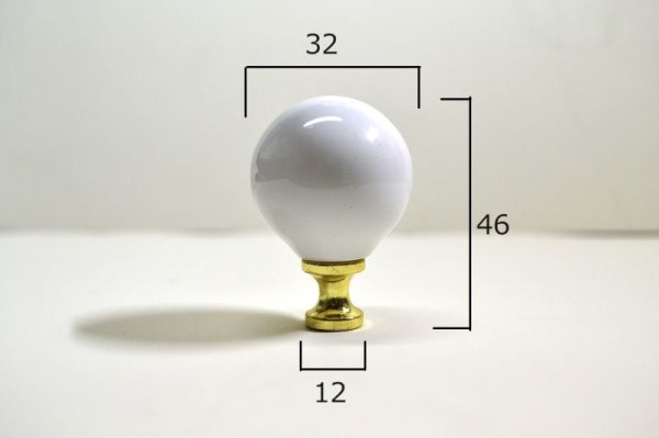 画像3: 白セラミックラウンドノブ　ゴールドベース　BP219WHT (3)