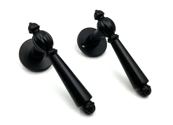 画像2: フレンチなマットブラック　レバーハンドル 空錠  錠前　 (2)