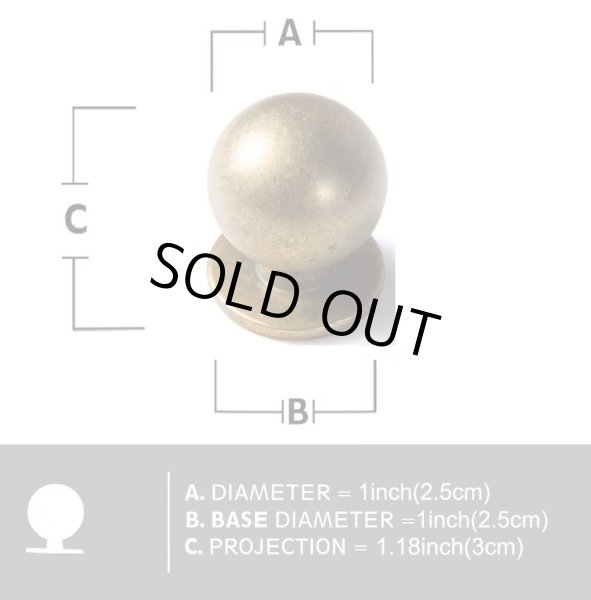 画像2: アンティークブロンズ　ラウンドつまみ (2)