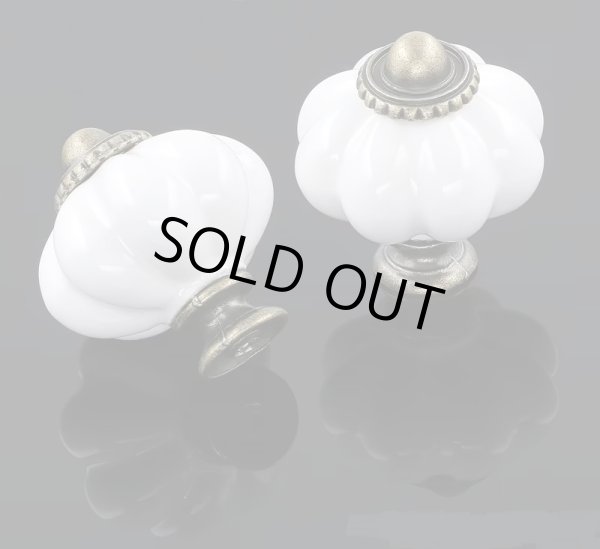 画像1: 白セラミック　パンプキンノブ　 (1)
