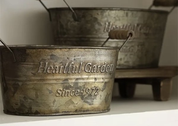 画像3: 木柄付き　楕円ブリキバケツ (3)