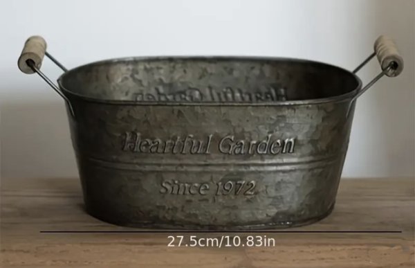 画像2: 木柄付き　楕円ブリキバケツ (2)