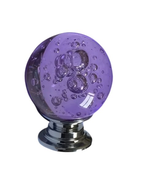 画像1: ラウンドガラス　キャビネットノブ　パープル (1)