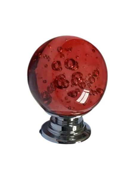 画像1: ラウンドガラス　キャビネットノブ　赤 (1)