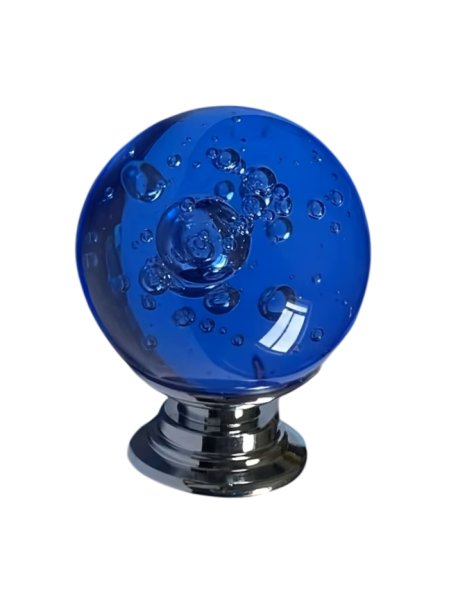 画像1: ラウンドガラス　キャビネットノブ　ブルー (1)