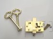 画像1: 引出錠　金色　アンティーク家具鍵　 (1)