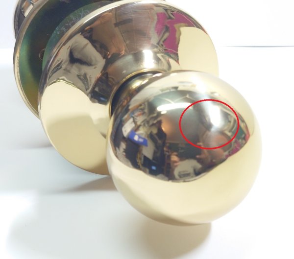 画像2: ドアノブ　サンプル品　握り玉錠　ボール型ゴールド　空錠　 (2)