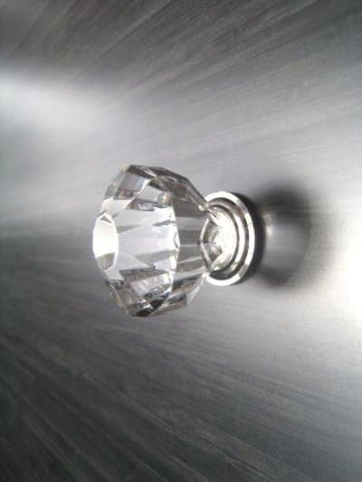 画像1: アクリル　ダイヤカットツマミ　クロームベース　φ31mm
